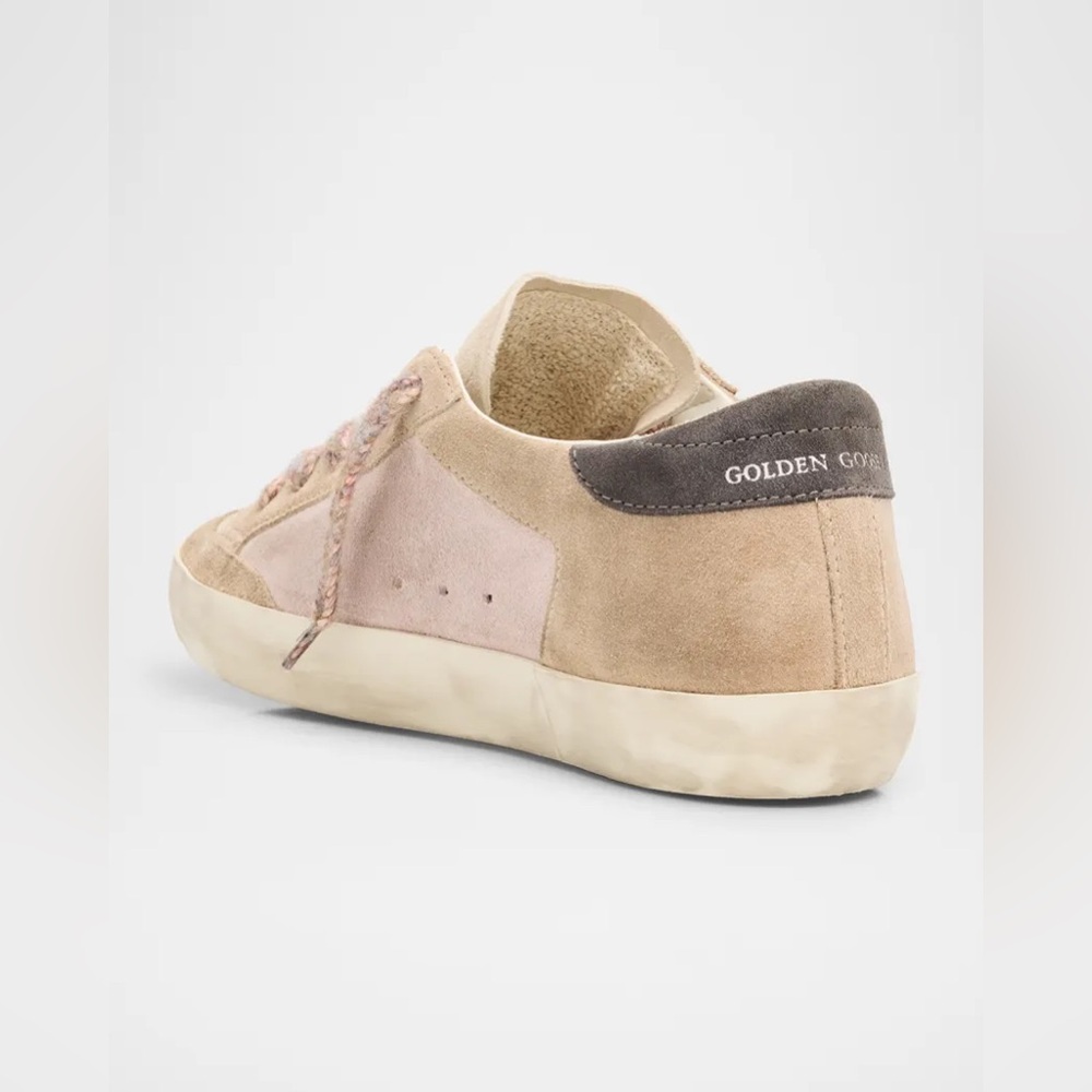 Golden Goose Beige Suede Sneakers with Pink Star Accent - Picture 6 of 6